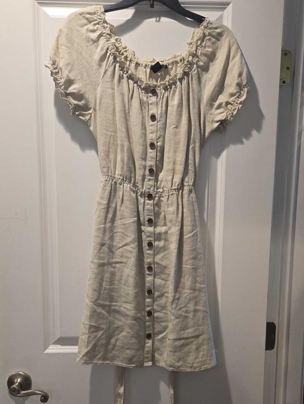 Sanctuary Cream Button-Front Midi Dress